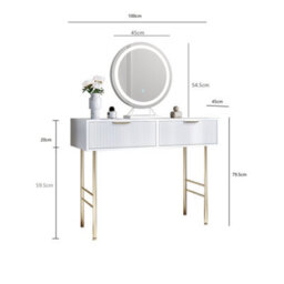 CARME Home Esme White Dressing Table With Lillia Led Mirror-White - thumbnail 9