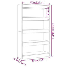 Berkfield Book Cabinet/room Divider Brown Oak 80X30X135 Cm Engineered Wood - thumbnail 7