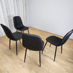 Kosy Koala Dining Chairs Set Of 4 Faux Leather Padded Gem Black Kitchen Dining Room - thumbnail 5