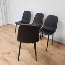 Kosy Koala Dining Chairs Set Of 4 Faux Leather Padded Gem Black Kitchen Dining Room - thumbnail 2
