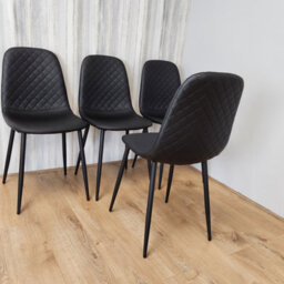 Kosy Koala Dining Chairs Set Of 4 Faux Leather Padded Gem Black Kitchen Dining Room - thumbnail 3