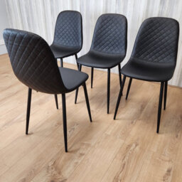 Kosy Koala Dining Chairs Set Of 4 Faux Leather Padded Gem Black Kitchen Dining Room