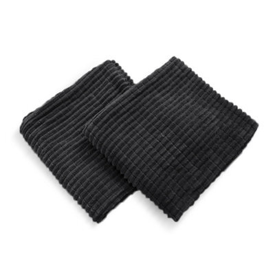 Deconovo Set Of 2 Corduroy Cushion Covers 55Cm X 55Cm, 22X22 Inches Grid Throw Pillowcases For Dining Chairs(Dark Grey, 2 Pieces) - image 1