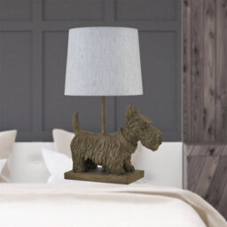 First Choice Lighting Bonnie - Scottie Dog Table Lamp With Oatmeal Linen Shade - thumbnail 5