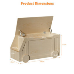 Keepreaper Natural Wooden Toy Box With Lid And Safety Hinges For Kids Storage - thumbnail 7