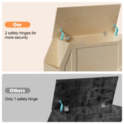 Keepreaper Natural Wooden Toy Box With Lid And Safety Hinges For Kids Storage - thumbnail 4