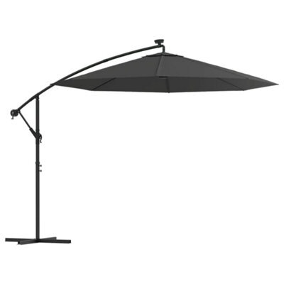 Berkfield Cantilever Umbrella Led Lights And Steel Pole 300Cm Anthracite - image 1