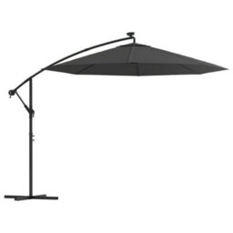 Berkfield Cantilever Umbrella Led Lights And Steel Pole 300Cm Anthracite - thumbnail 1