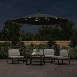 Berkfield Cantilever Umbrella Led Lights And Steel Pole 300Cm Anthracite - thumbnail 2