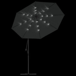 Berkfield Cantilever Umbrella Led Lights And Steel Pole 300Cm Anthracite - thumbnail 5