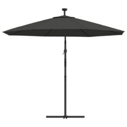 Berkfield Cantilever Umbrella Led Lights And Steel Pole 300Cm Anthracite - thumbnail 6
