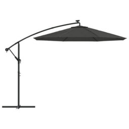Berkfield Cantilever Umbrella Led Lights And Steel Pole 300Cm Anthracite - thumbnail 3