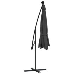 Berkfield Cantilever Umbrella Led Lights And Steel Pole 300Cm Anthracite - thumbnail 7