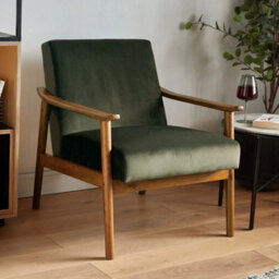 Green Armchair With Solid Rubberwood Legs - thumbnail 6