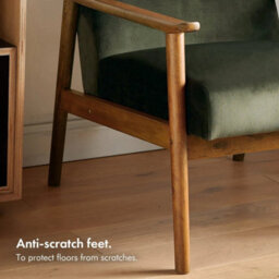 Green Armchair With Solid Rubberwood Legs - thumbnail 5