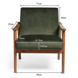 Green Armchair With Solid Rubberwood Legs - thumbnail 2