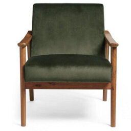 Green Armchair With Solid Rubberwood Legs - thumbnail 1