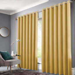 Bedlooms Ochre Crushed Velvet Curtains Blackout Thermal Insulated Eyelet Curtain (Pair) 90 X 90 Inches With Tie Back Two - thumbnail 2