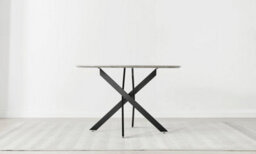 Furniturebox Novara Grey Concrete Effect 120Cm Round Dining Table With Black Starburst Legs & 6 Navy Pesaro Velvet Chairs - thumbnail 8