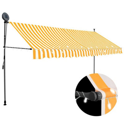 Berkfield Manual Retractable Awning With Led 350 Cm White And Orange - image 1