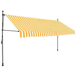 Berkfield Manual Retractable Awning With Led 350 Cm White And Orange - thumbnail 2