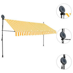Berkfield Manual Retractable Awning With Led 350 Cm White And Orange - thumbnail 3
