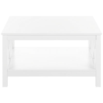 Beliani Coastline White 2-Tier Coffee Table 80 X 80 Cm Square - Hamptons Boho Style - image 1