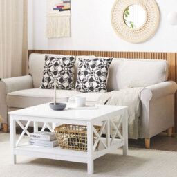 Beliani Coastline White 2-Tier Coffee Table 80 X 80 Cm Square - Hamptons Boho Style - thumbnail 2