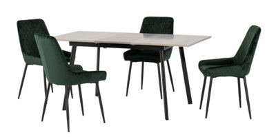 Seconique Avery Extending Dining Set In Grey Oak Effect With Emerald Green Velvet Chairs - image 1
