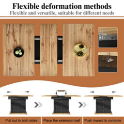 Abrihome Telescopic Dining Table (110-140X80Cm), Extendable For 4-6 People, Space-Saving Foldable Design With Cabinet Doors, Black - thumbnail 2