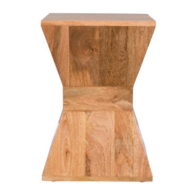 Elm Home And Garden Side End Lamp Table Light Oak Finish Solid Mango Wood Fully Assembled 50Cm High X 35Cm Wide X 35Cm Deep