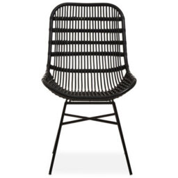 Orsina Curved Black Natural Rattan Chair, Sturdy And Durable Rustless Rattan Chair, Easy Cleaning Rattan Armchair