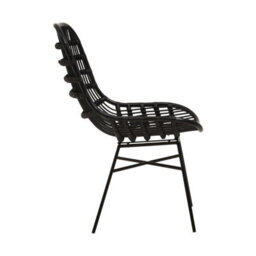 Orsina Curved Black Natural Rattan Chair, Sturdy And Durable Rustless Rattan Chair, Easy Cleaning Rattan Armchair - thumbnail 3