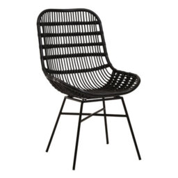 Orsina Curved Black Natural Rattan Chair, Sturdy And Durable Rustless Rattan Chair, Easy Cleaning Rattan Armchair - thumbnail 2