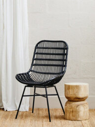 Orsina Curved Black Natural Rattan Chair, Sturdy And Durable Rustless Rattan Chair, Easy Cleaning Rattan Armchair - thumbnail 6
