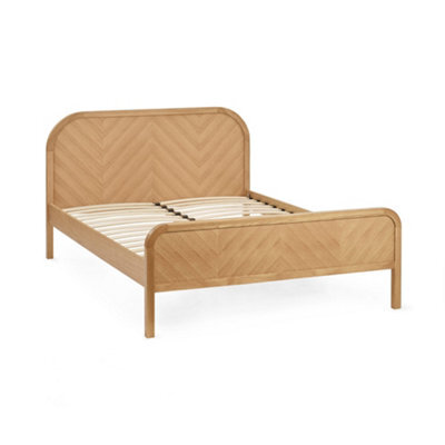 Oakham Crimson Oak Chevron Bed Frame -  Double (135Cm) - image 1