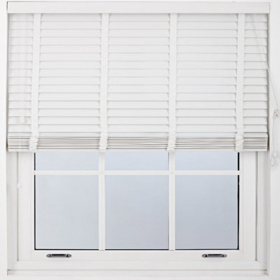 Furnished Venetian Blinds - White Faux Wood Trimmable 50mm Slats For Windows And Doors (W)175Cm (L)210Cm - image 1