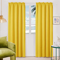 Deconovo Pencil Pleat Curtains Solid Blackout Curtains Thermal Insulated Curtains For Bedroom W55 X L79 Inch Lemon Yellow One Pair - thumbnail 3