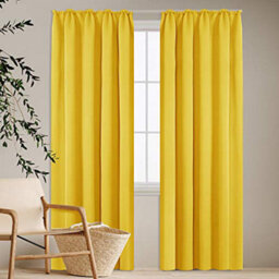 Deconovo Pencil Pleat Curtains Solid Blackout Curtains Thermal Insulated Curtains For Bedroom W55 X L79 Inch Lemon Yellow One Pair - thumbnail 8