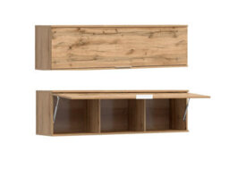 Impact Furniture Wall Mounted Cabinet Living Room Floating Unit Lift Up Door 135Cm Lounge Storage Oak Effect Zele - thumbnail 5