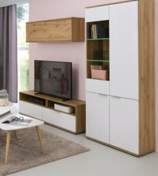 Impact Furniture Wall Mounted Cabinet Living Room Floating Unit Lift Up Door 135Cm Lounge Storage Oak Effect Zele - thumbnail 9