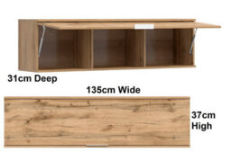 Impact Furniture Wall Mounted Cabinet Living Room Floating Unit Lift Up Door 135Cm Lounge Storage Oak Effect Zele - thumbnail 8