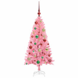 Vidaxl Christmas Tree With 150 Leds With Stand Pink 120 Cm Pvc - thumbnail 6