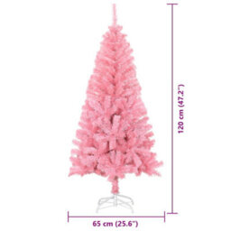 Vidaxl Christmas Tree With 150 Leds With Stand Pink 120 Cm Pvc - thumbnail 3