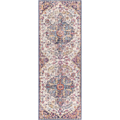 Livabliss Harput-Vintage Blue Orange Yellow Grey Traditional Boho Living Dining Bedroom Rug 80 X 220 Cm Easy Care, Non Shedding - image 1