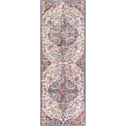 Livabliss Harput-Vintage Blue Orange Yellow Grey Traditional Boho Living Dining Bedroom Rug 80 X 220 Cm Easy Care, Non Shedding - thumbnail 1
