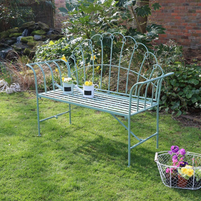 Melody Maison Antique Sage Green Garden Bench - image 1