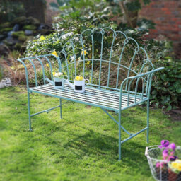 Melody Maison Antique Sage Green Garden Bench - thumbnail 2