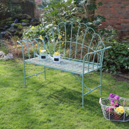 Melody Maison Antique Sage Green Garden Bench - thumbnail 3