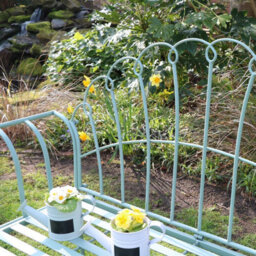 Melody Maison Antique Sage Green Garden Bench - thumbnail 4